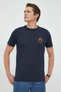 Bavlnené tričko Selected Homme tmavomodrá farba, s potlačou #4244872