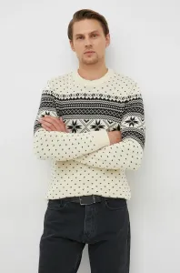 Bavlnený sveter Selected Homme pánsky, béžová farba,