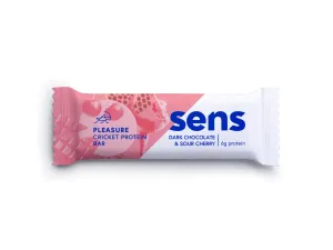 SENS Pleasure proteínová tyčinka s cvrčkovým proteínom proteínová tyčinka príchuť Dark Chocolate & Sour Cherry 40 g