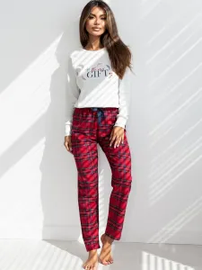 Dámske pyžamo Sensis Maribel - špeciálna bavlna Červeno-krémová XL