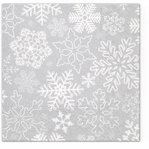 Servítky na dekupáž Snehové vločky - 1 ks | strieborná (vianočné servítky)