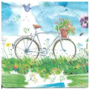 Servítky na dekupáž Watercolour Bicycle - 1 ks (servítky na dekupáž)