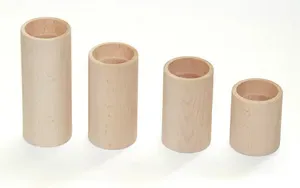 Komplet 4 okrúhlych drevených svietnikov  (Drevené svietniky)