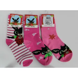 Setino Dievčenské ponožky Bing - Ružový mix 3 ks Veľkosť ponožiek: 31-34