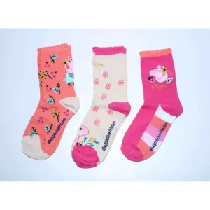 Setino Sada 3 párov detských ponožiek - Peppa Pig ružové mix Veľkosť ponožiek: 31-34 #5716622