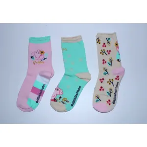 Setino Sada 3 párov detských ponožiek - Peppa Pig zelené mix Veľkosť ponožiek: 27-30 #6428413