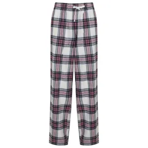 SF (Skinnifit) Dámske flanelové pyžamové nohavice - Biela / ružová | XL #5325819