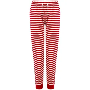 SF (Skinnifit) Dámske pyžamové nohavice so vzorom - Tmavozelená / biela | XL