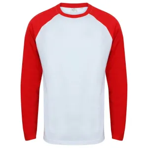 SF (Skinnifit) Pánske dvojfarebné tričko s dlhým rukávom - Biela / červená | M #5324966
