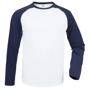 SF (Skinnifit) Pánske dvojfarebné tričko s dlhým rukávom - Biela / tmavomodrá | L #5324968