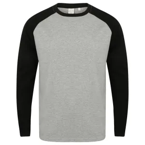 SF (Skinnifit) Pánske dvojfarebné tričko s dlhým rukávom - Šedý melír / čierna | S #5324972
