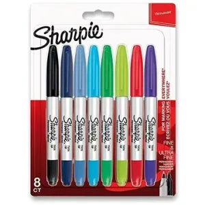Sharpie, popisovač twin tip, mix barev, 8ks, 0.5/0.9mm, permanentní, blistr