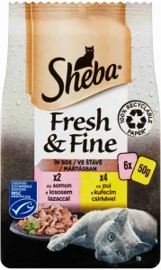 Sheba pocket Fresh&Fine kuracie mäso a losos 6x50g