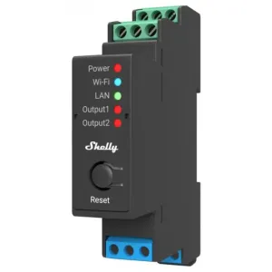 Shelly Pro 2, spínací modul 2× 16A na DIN lištu, WiFi, LAN