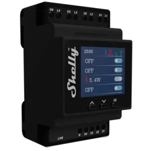 Shelly Pro 4PM, 4-násobný spínací modul na DIN lištu, LAN, WiFi, a Bluetooth