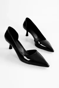 Shoeberry Women's Aurna Black Patent Leather Stiletto