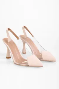 Shoeberry Women's Levi Nude Matte Satin Transparent Heeled Shoes Stiletto #9362285