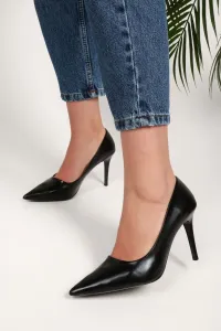 Shoeberry Women's Lyvia Black Metallic Stiletto Heel Shoes