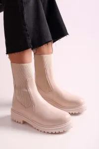 Shoeberry Women's Neira Beige Skin Boots Boots Beige Skin