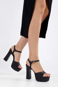 Shoeberry Women's Alyysa Black Skin Platform Heel Shoes #9569168