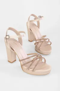 Shoeberry Women's Livac Ten Satin Stone Platform Heel Shoes #9522982