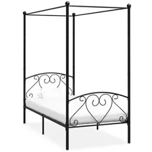 Rám postele s baldachýnom čierny kovový 120 × 200 cm