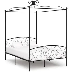Rám postele s baldachýnom čierny kovový 120 × 200 cm