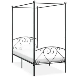 Rám postele s baldachýnom sivý kovový 120 × 200 cm