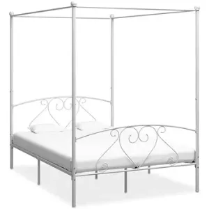 Rám postele s baldachýnom biely kovový 140 × 200 cm