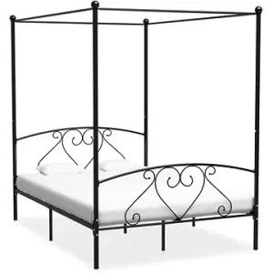 Rám postele s nebesami čierny kovový 140 × 200 cm