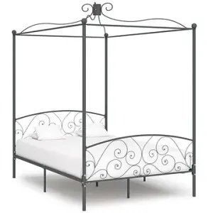 Rám postele s baldachýnom sivý kovový 140 × 200 cm