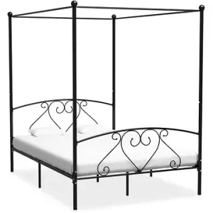 Rám postele s baldachýnom čierny kovový 160 × 200 cm