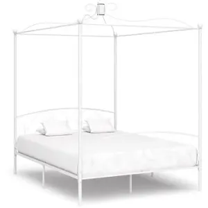 Rám postele s baldachýnom biely kovový 180 × 200 cm