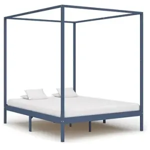 Rám postele s baldachýnom sivý, masívna borovica 180 × 200 cm
