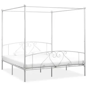 Rám postele s nebesami, biely kovový, 180 x 200 cm