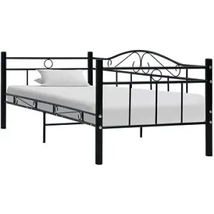Rám postele, čierny kovový, 90 x 200 cm