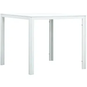 Konferenčný stolík biely, 78 x 78 x 74 cm, HDPE, drevený vzhľad