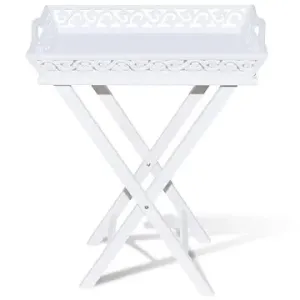 Biely stolík s podnosom na kvetináče