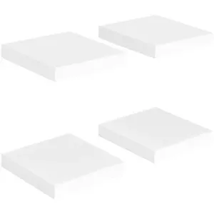 Shumee, plávajúce nástenné, 4 ks, biele, 23 × 23,5 × 3,8 cm, MDF, 323804