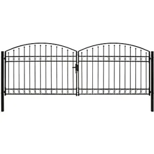 Dvojkrídlová záhradná brána s oblúkom oceľová 400 × 125 cm čierna