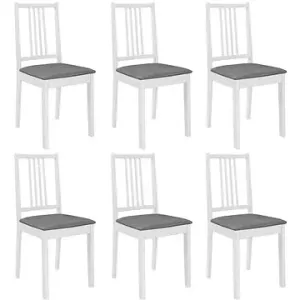Jedálenské stoličky s poduškami 6 ks biele masívne drevo
