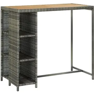 Barový stolík s úložným regálom sivý 120 × 60 × 110 cm polyratan