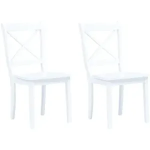 Jedálenské stoličky, 2 ks, biele, masívny kaučukovník