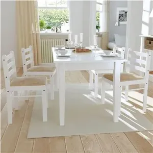 Jedálenské stoličky 4 ks biele masívne kaučukovníkové drevo a zamat