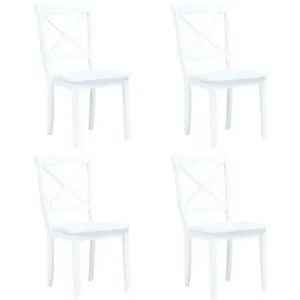 Jedálenské stoličky 4 ks biele masívny kaučukovník