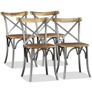 Jedálenské stoličky, 4 ks, masívne mangové drevo s krížovým operadlom