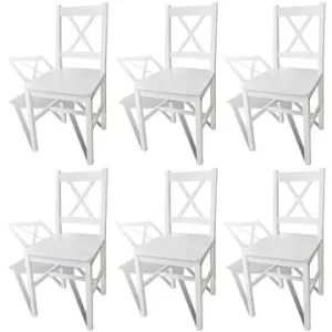 Jedálenské stoličky 6 ks biele borovicové drevo #9149236