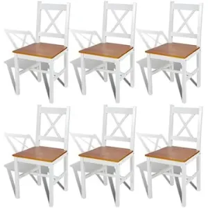 Jedálenské stoličky 6 ks biele borovicové drevo