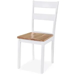 Jedálenské stoličky, 6 ks, biele, masívny kaučukovník