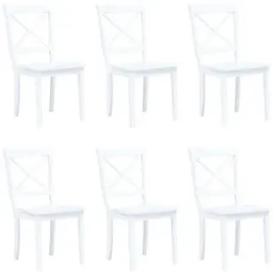 Jedálenské stoličky 6 ks biele masívny kaučukovník